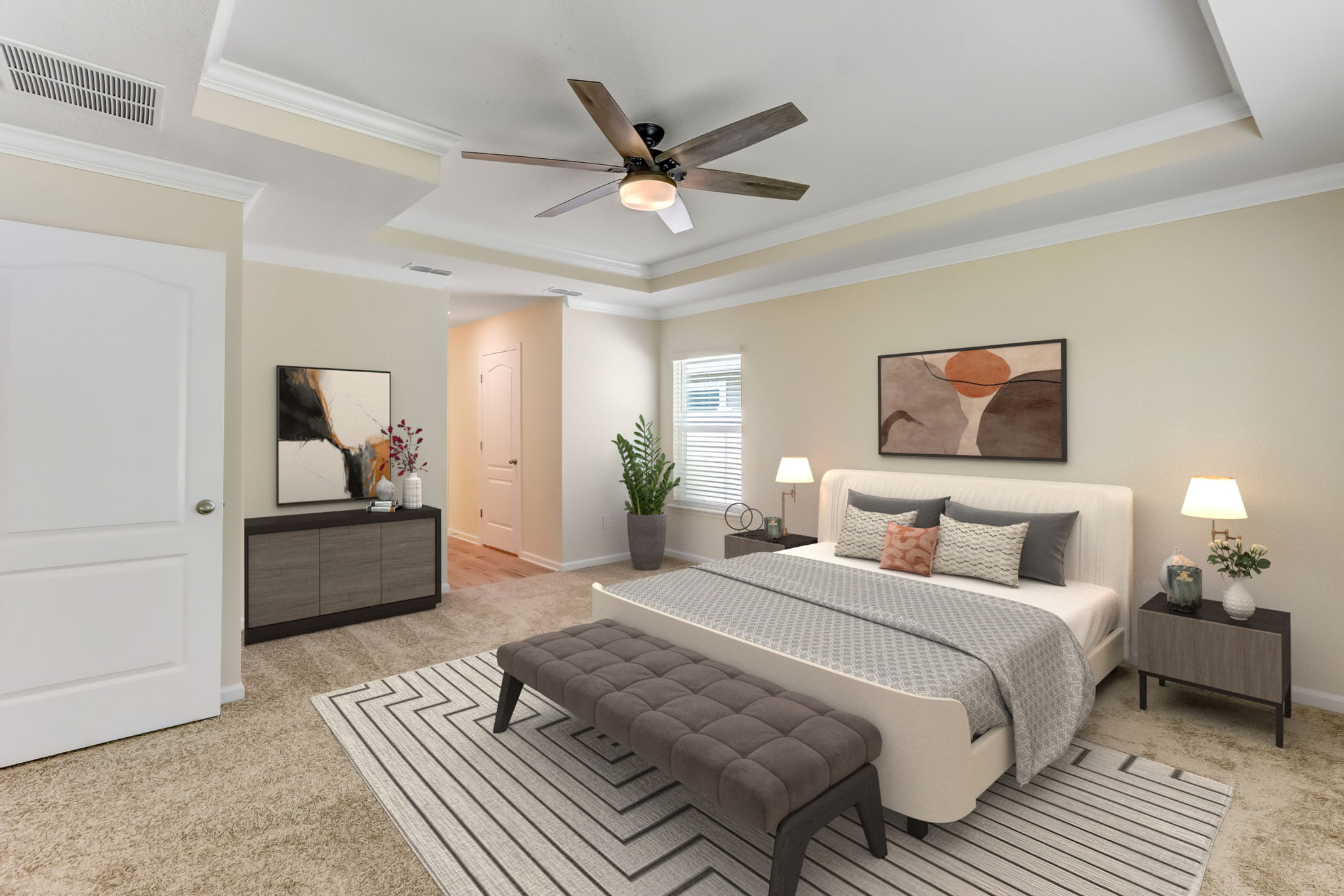 Virtually Staged Primary Bedroom