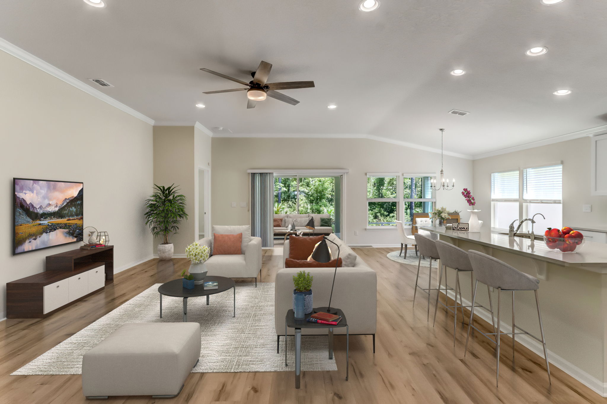 Virtually Staged Living/Dining/Kitchen