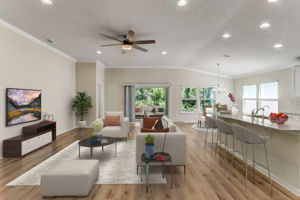 Virtually Staged Living/Dining/Kitchen
