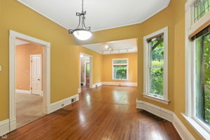 Living room, beautiful oak hardwood floors and moldings