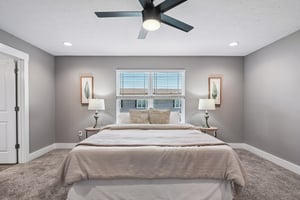 Spacious owner’s retreat with room for oversized furniture.