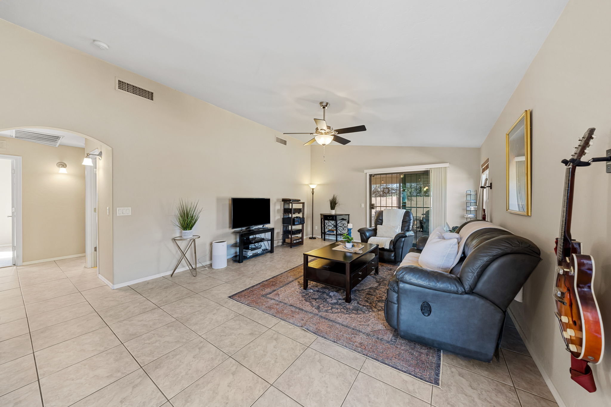 Living Room with tile floors