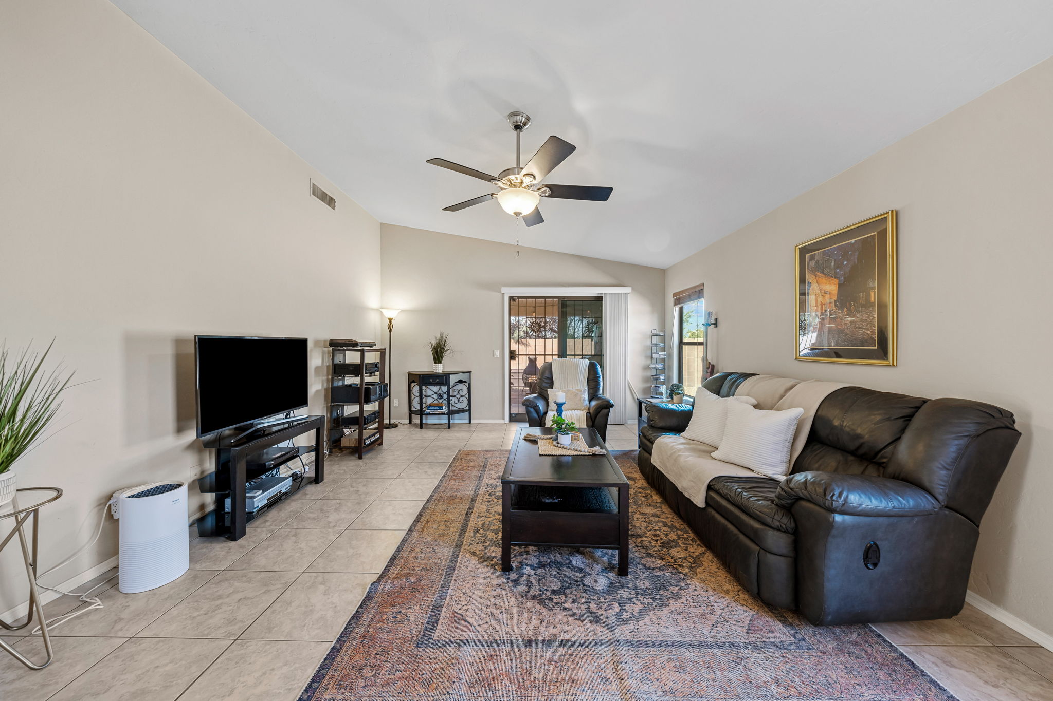Living Room with vaulted ceiling
