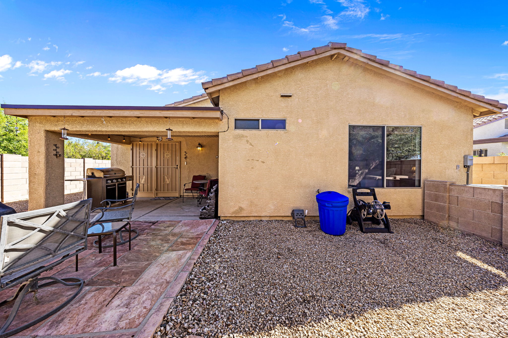 Covered and open patio