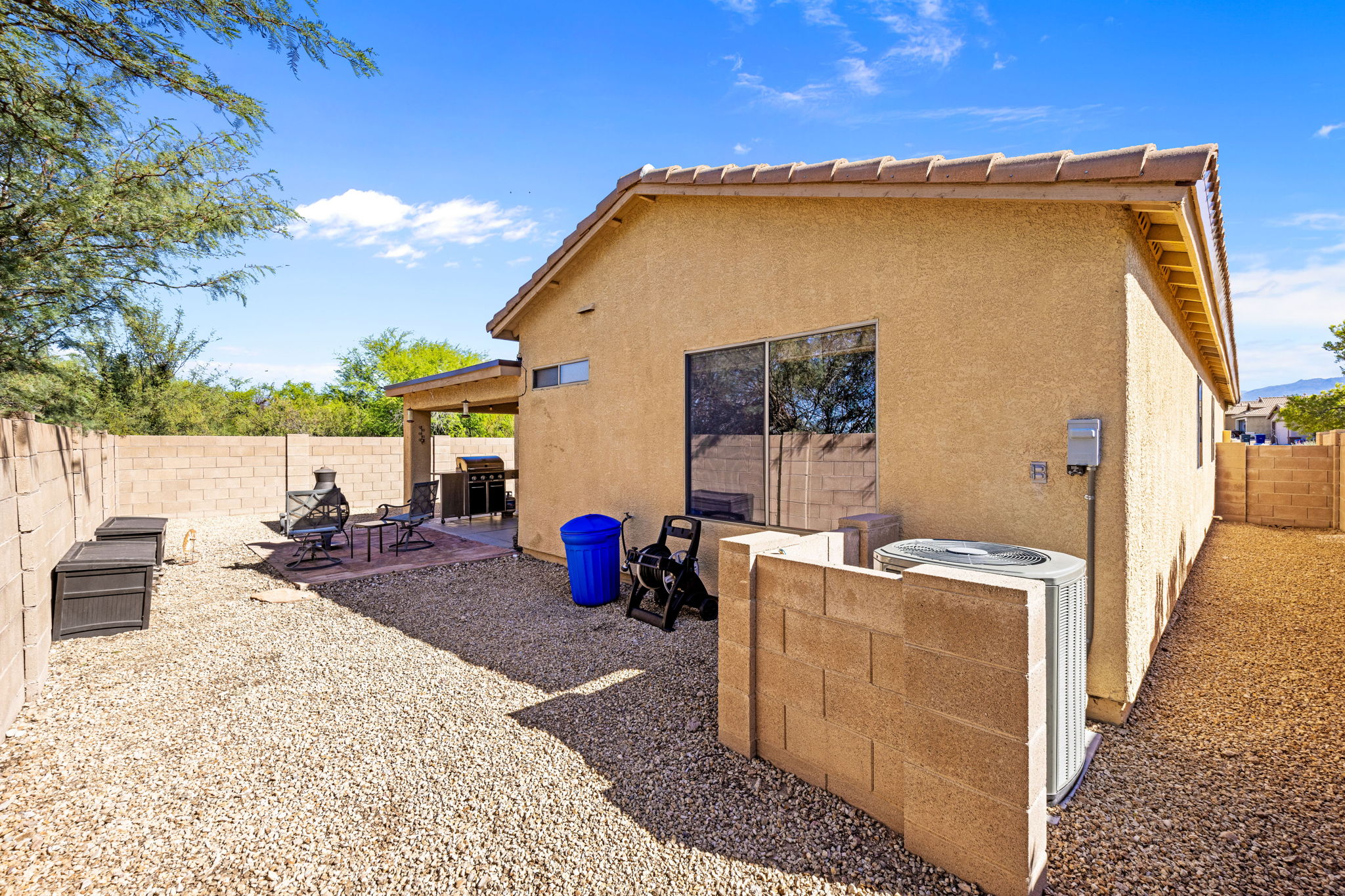 Back and Side Yards with Block Wall
