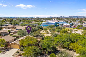 Aerial Front of Home with adjacent green space