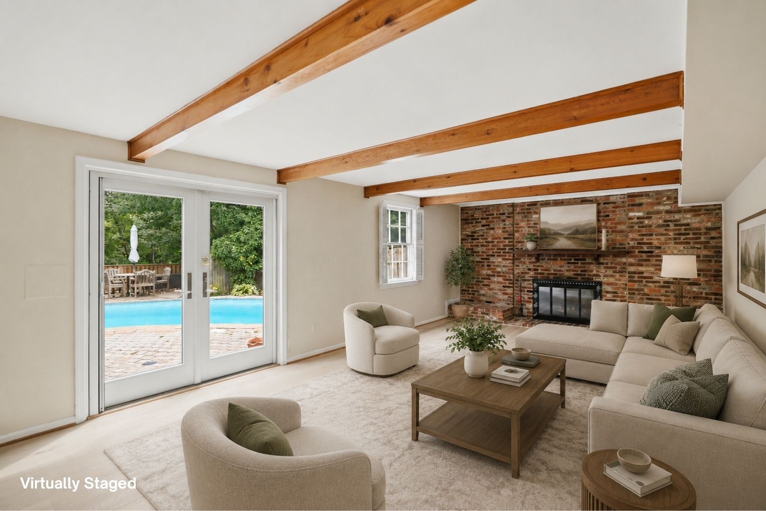 Family Room w/ Doors to Rear Yard and Pool