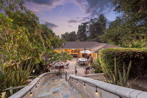 Slate Walkway from Covered Patio and Firepit to Pool and Spa