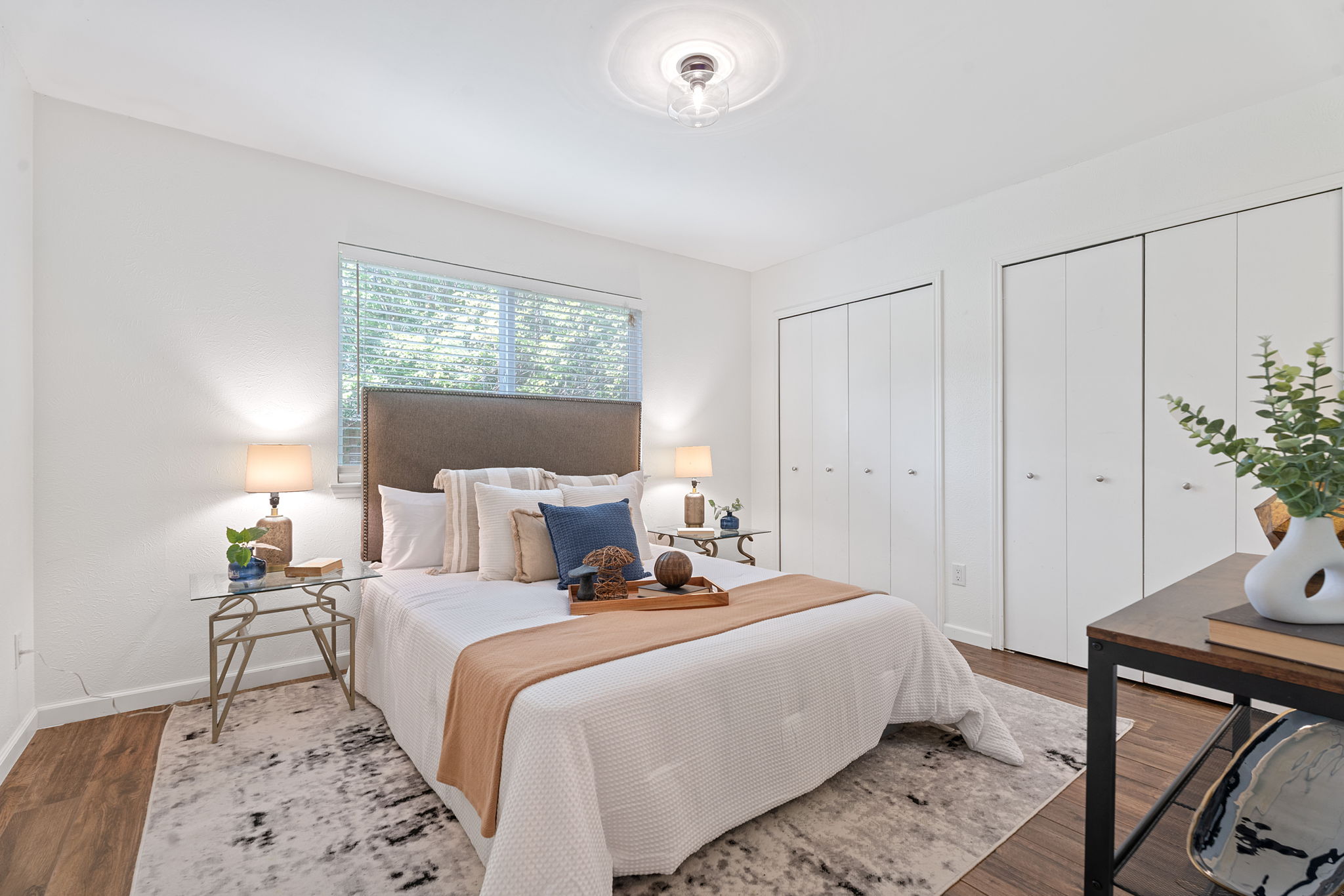Two closets in primary bedroom