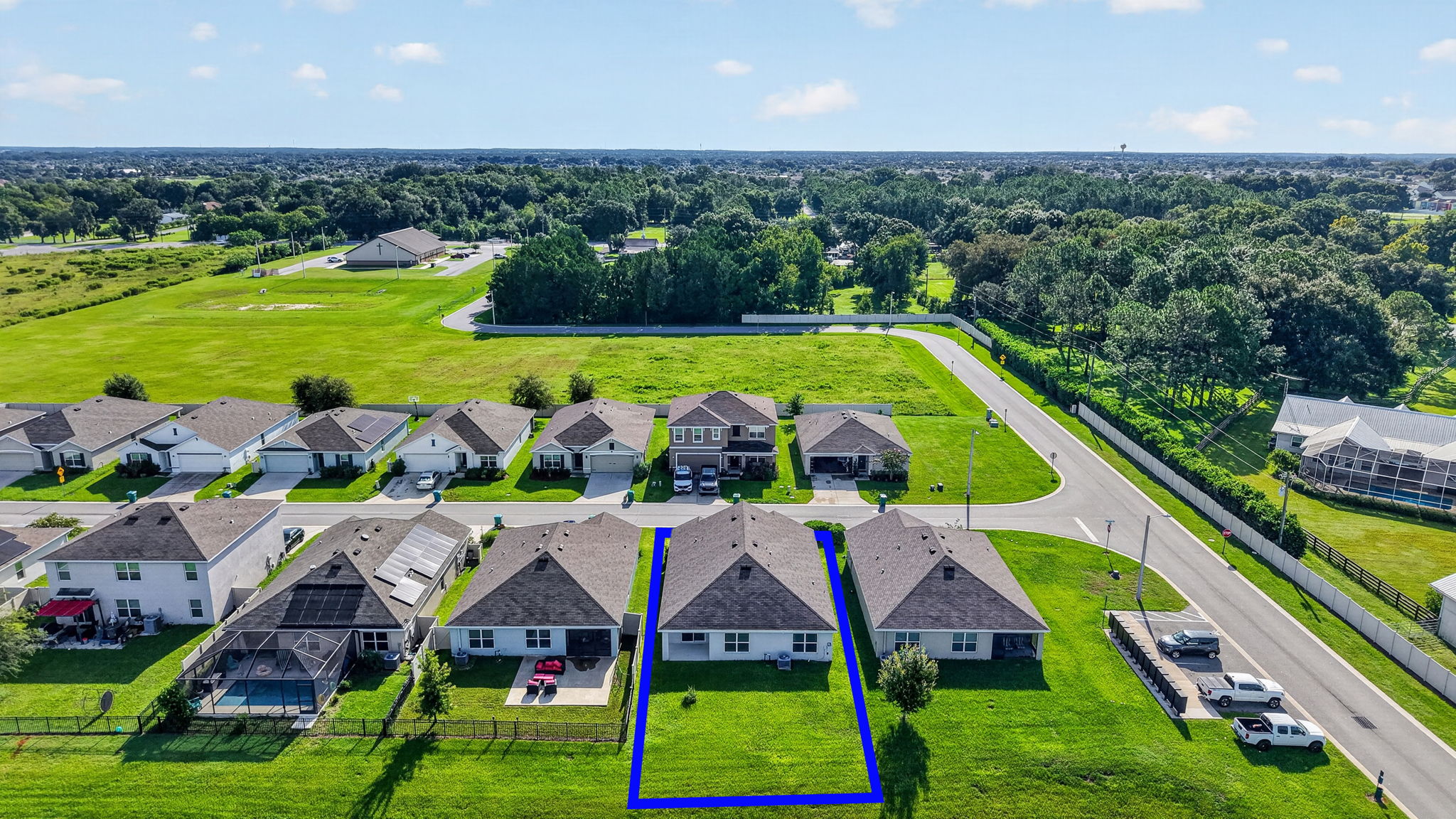 Front Exterior-Arial View with Property Lines