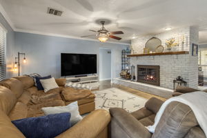 Family Room with Two Sided Fireplace