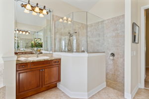 Vanity and Tiled Shower