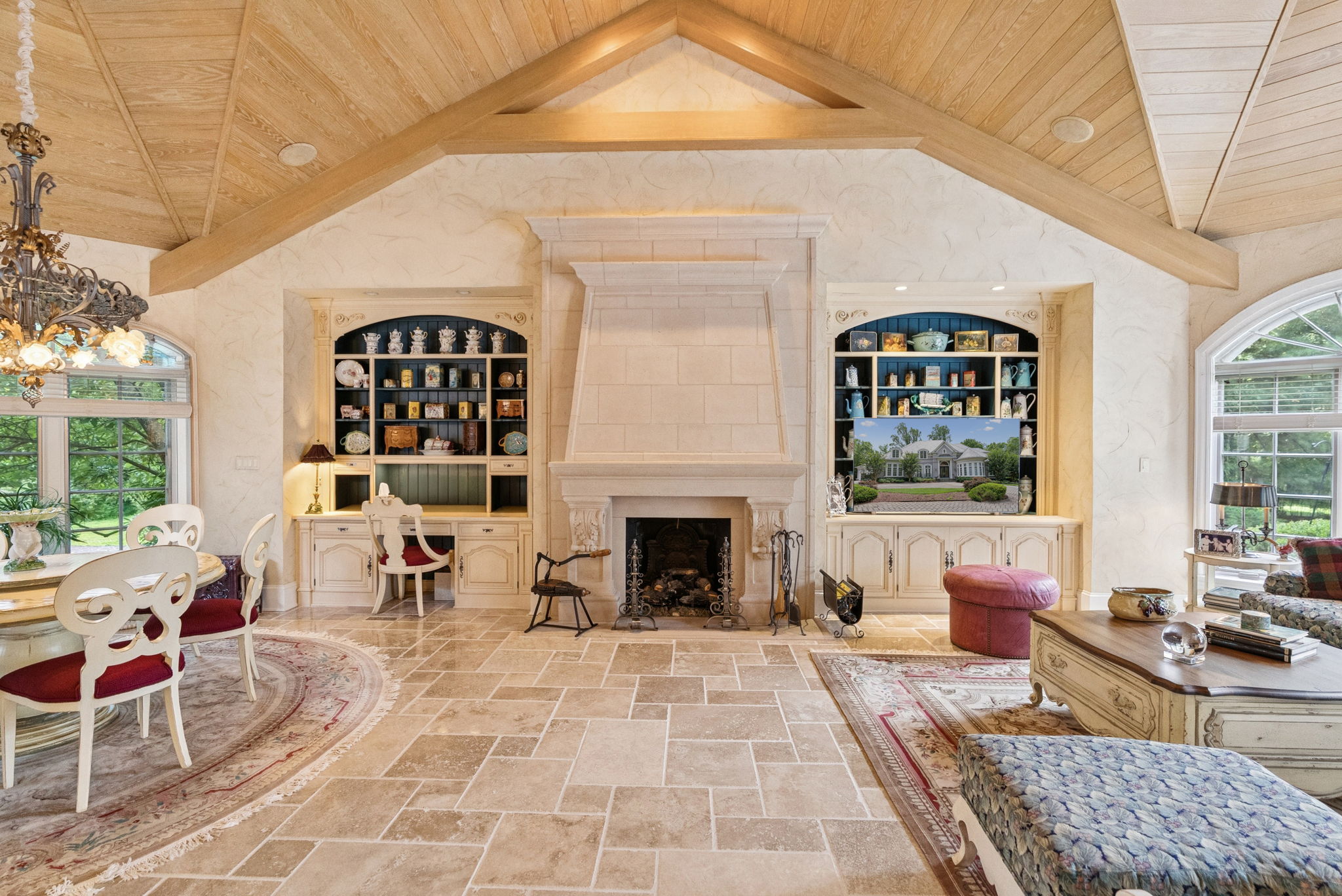 Open to Family Room w/ Fireplace and Built Ins