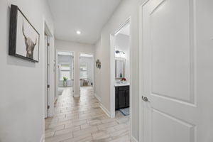 Hallway to Bedrooms off of Kitchen