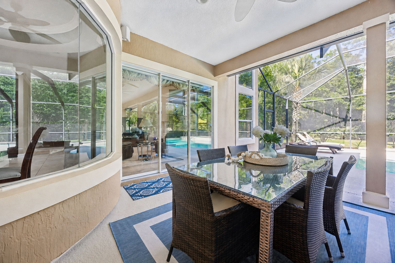 … making outdoor dining easy while staying close to the pool, spa, and main living areas.