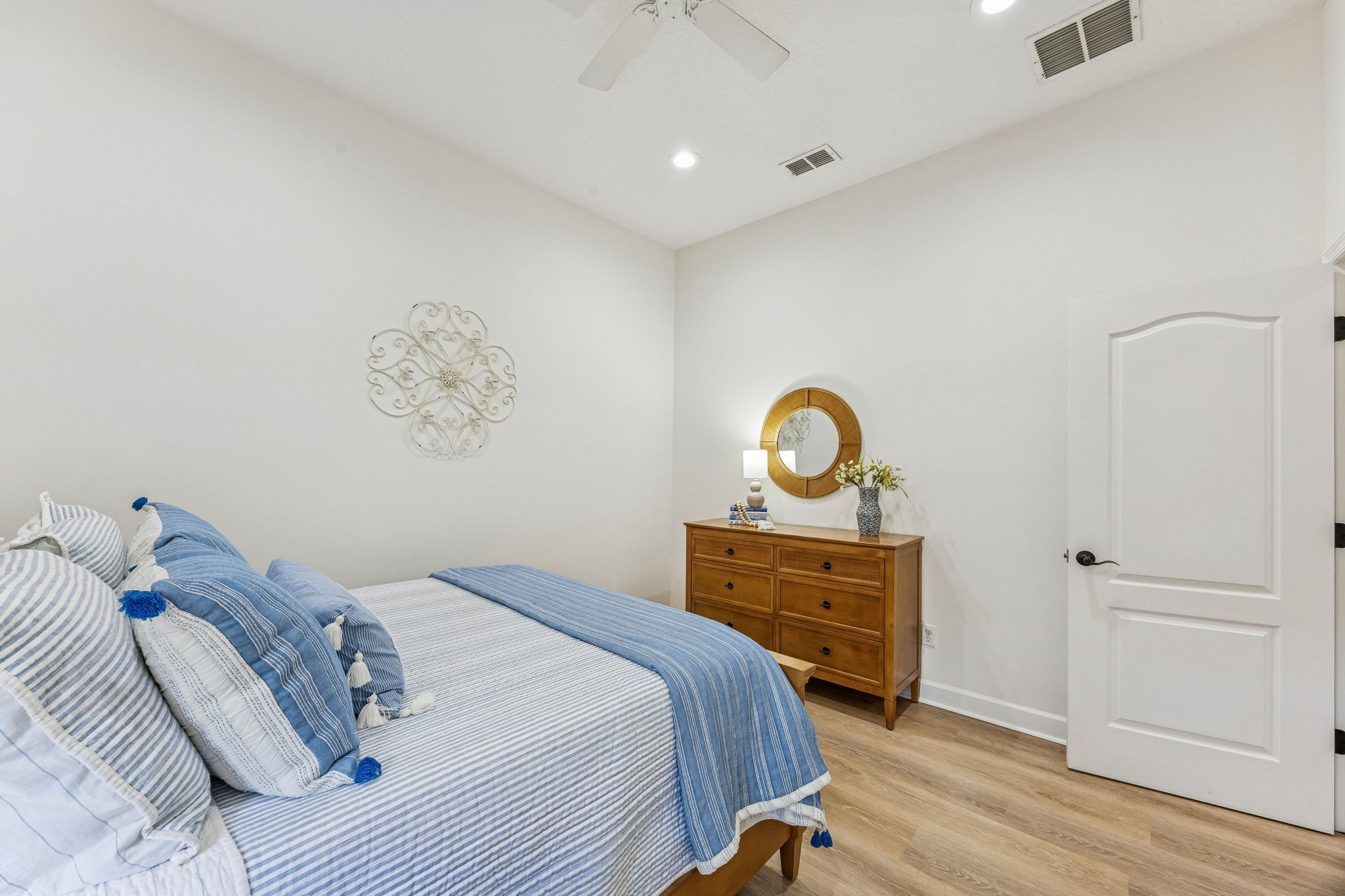 The home's split bedroom design ensures privacy for all guests