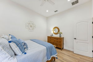 The home's split bedroom design ensures privacy for all guests