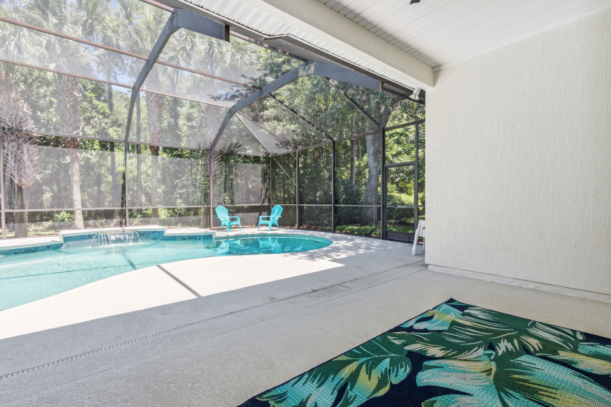Saltwater pool and patio area