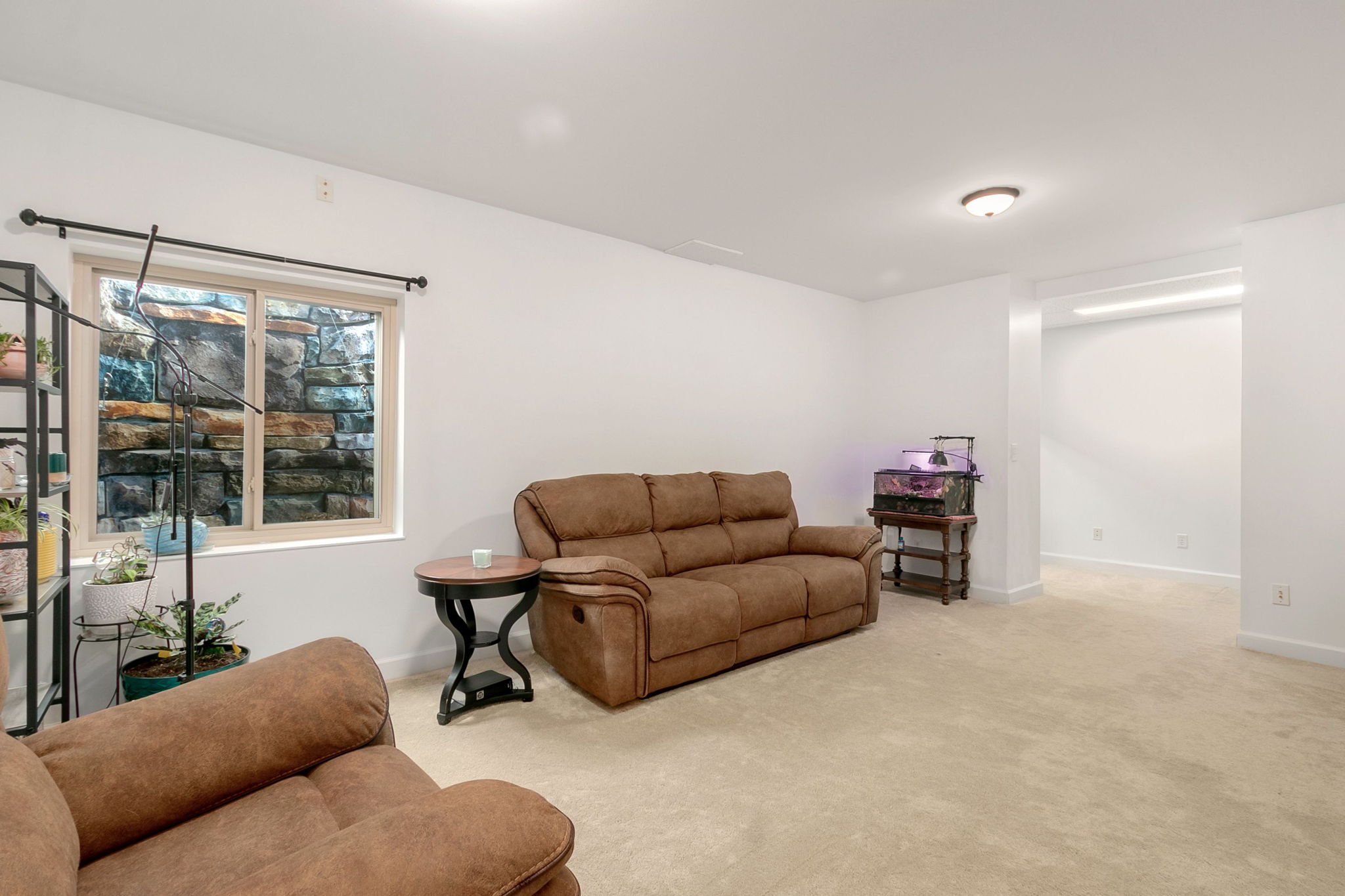 Bonus/rec room in basement has new carpet and new paint