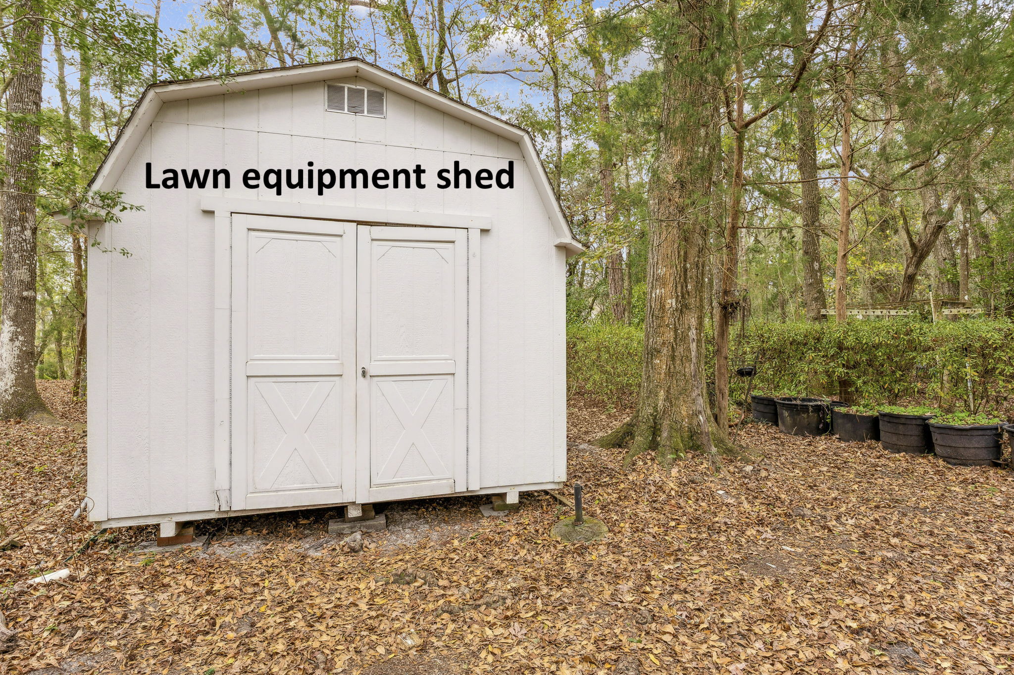 ... along with a separate shed for lawn and equipment storage.