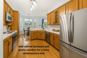 ... which are easily modernized with sleek black pulls ...