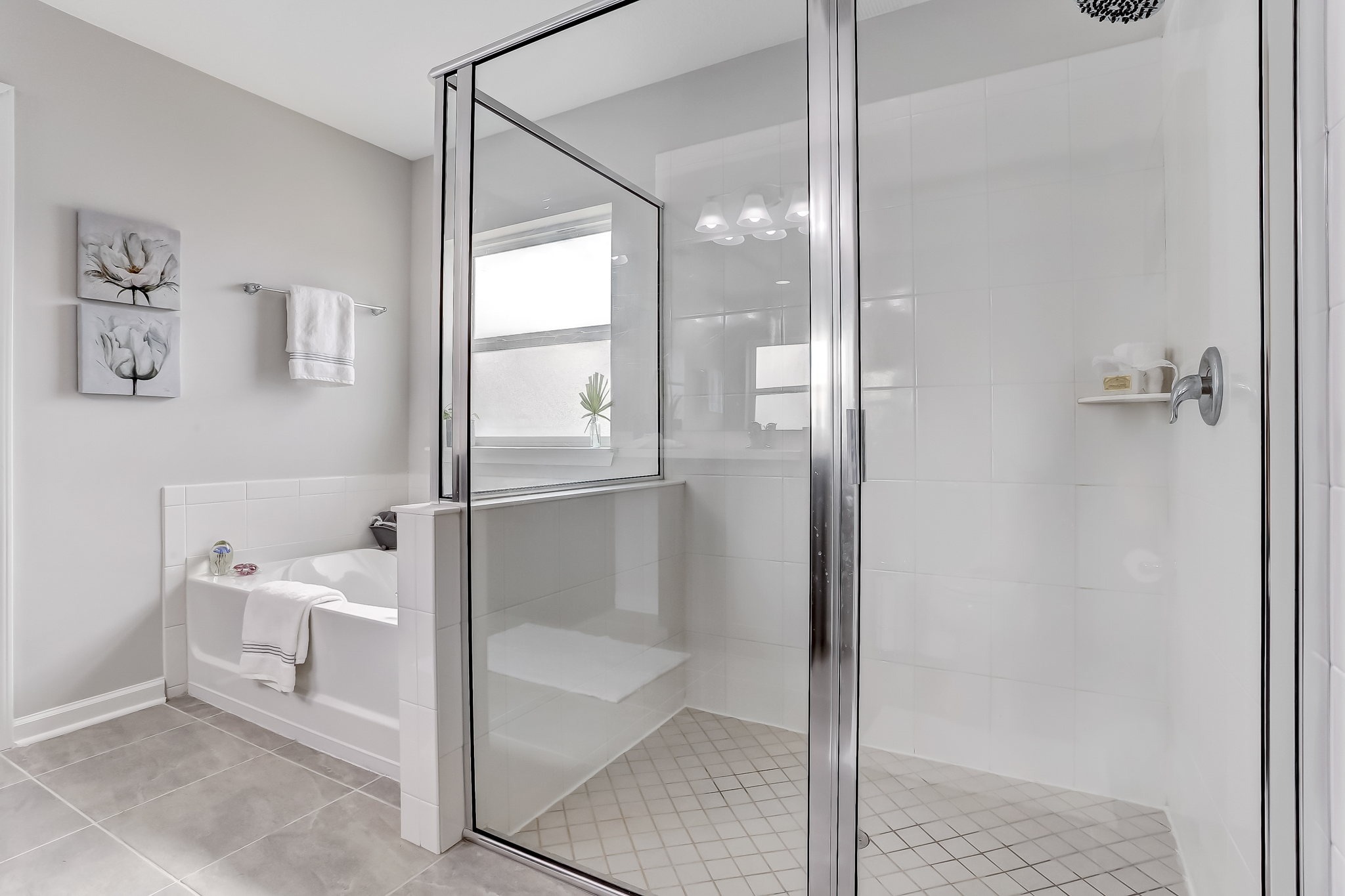 ...  and spacious tiled, walk-in shower