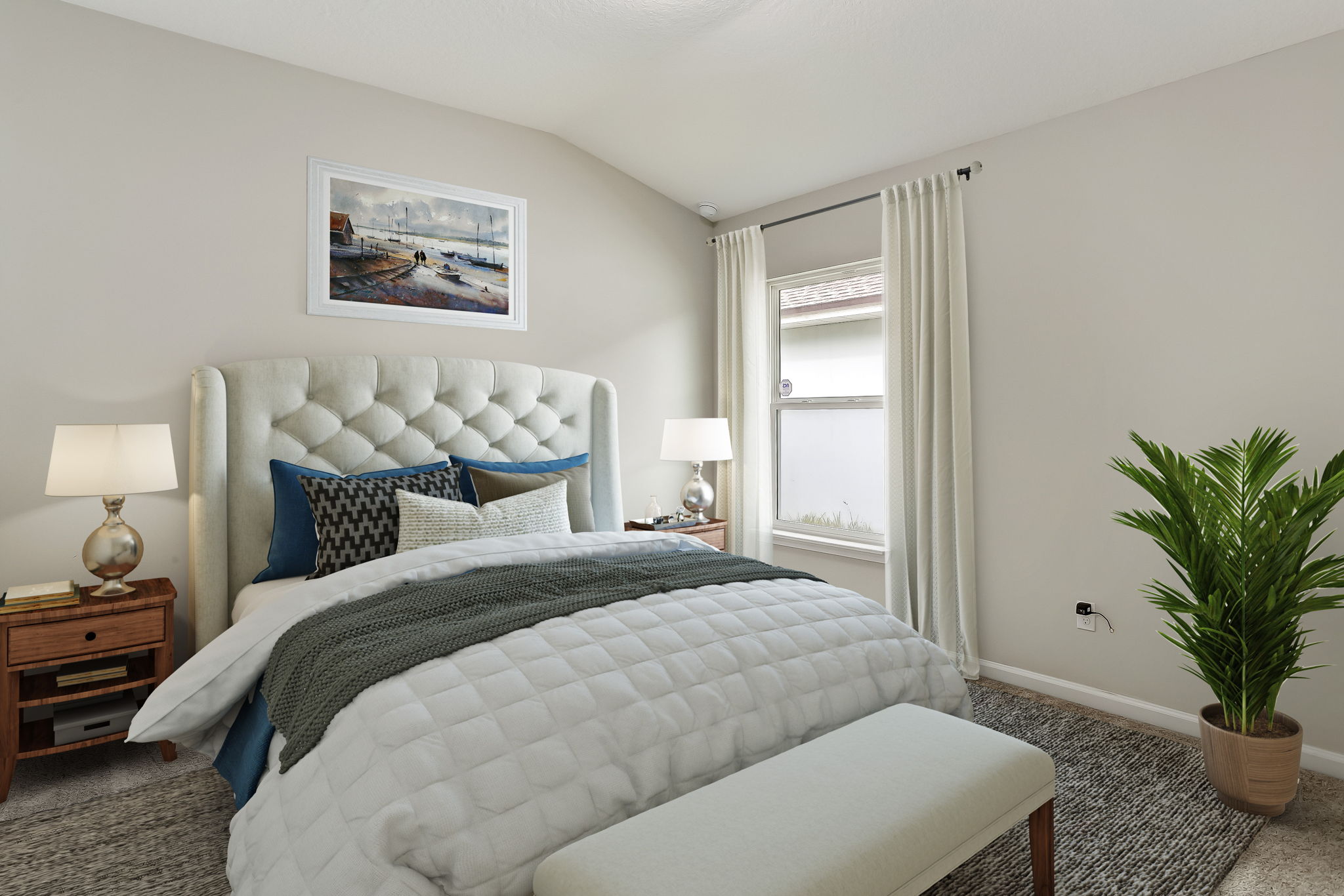 Guest bedrooms accommodate queen or king beds