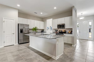 Bright, cheery kitchen with center island