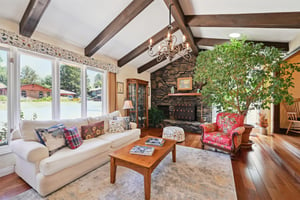 Vaulted ceilings in the sunken living room.