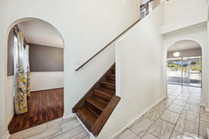 The upstairs living has 4 bedrooms and 2 bathrooms.