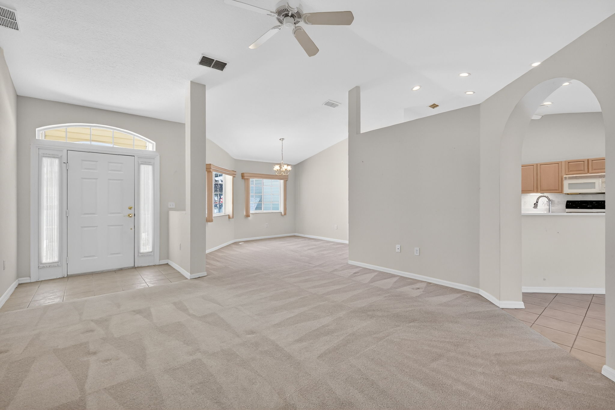 Foyer, Living, and Dining Rooms