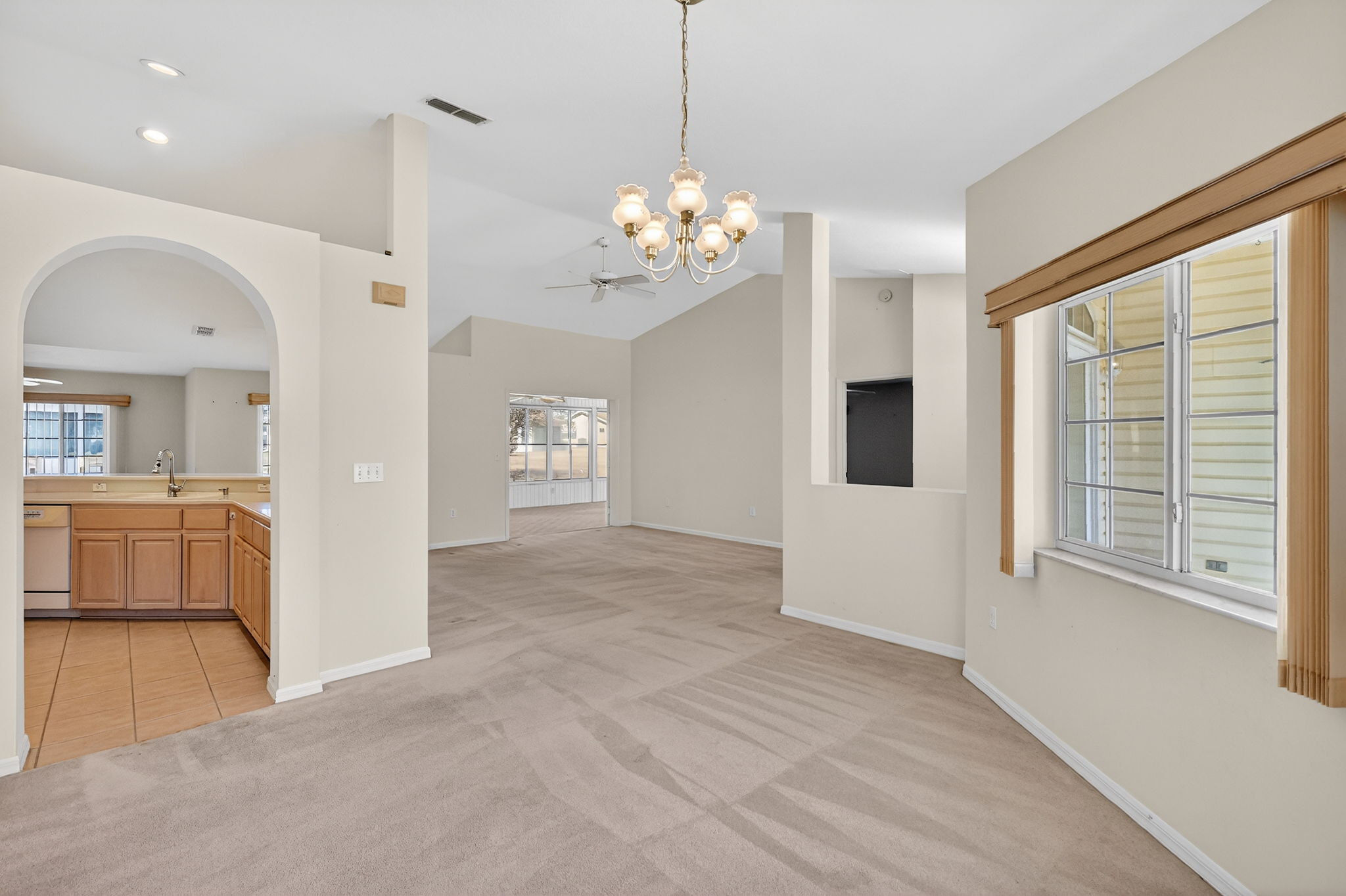 Kitchen, Living, and Dining Rooms