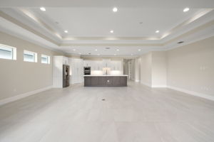 View into Kitchen, Living/Dining Area from lanai