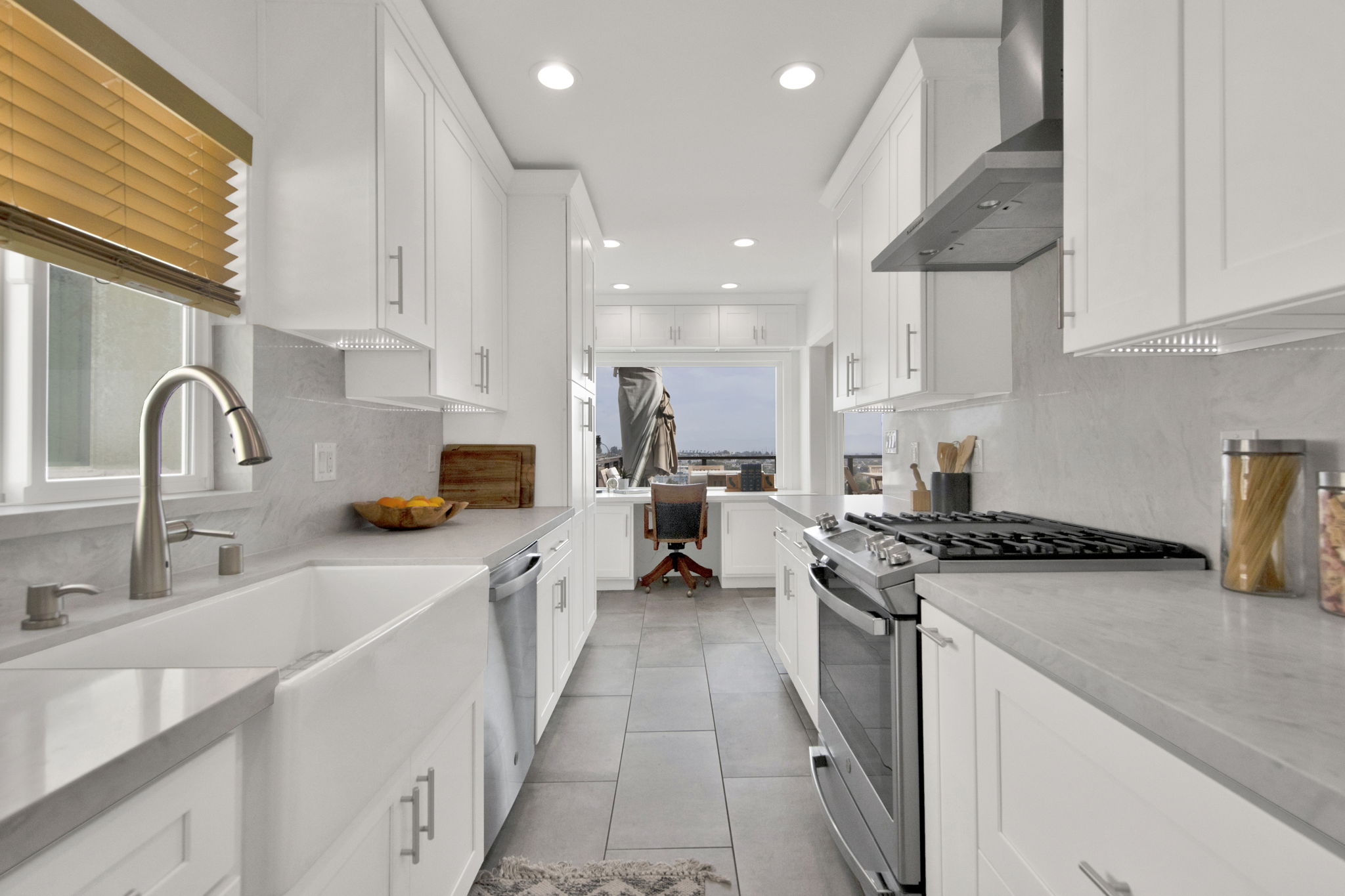 Kitchen quartz countertop detail custom cabinetry