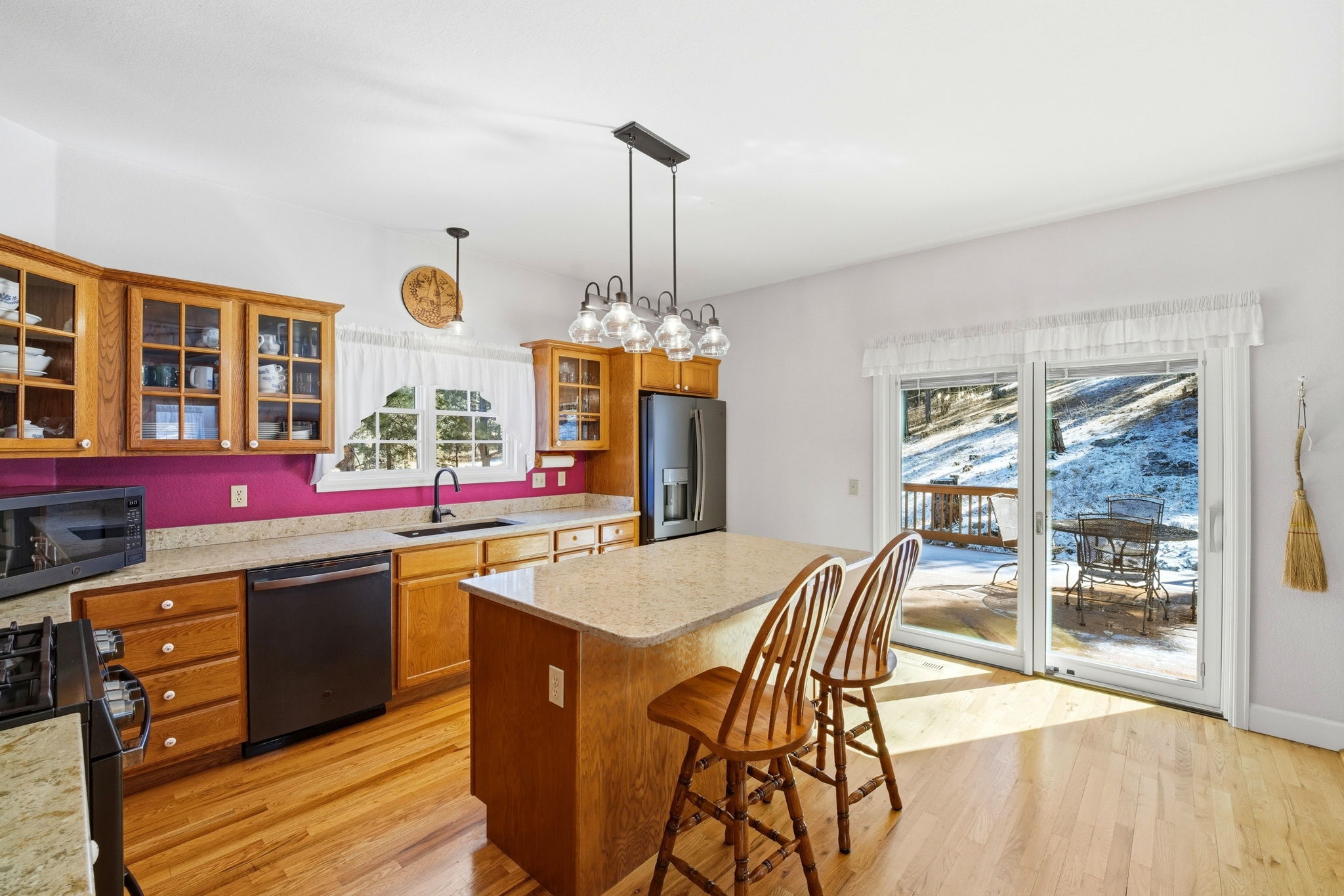 Kitchen walks out to Back Deck.