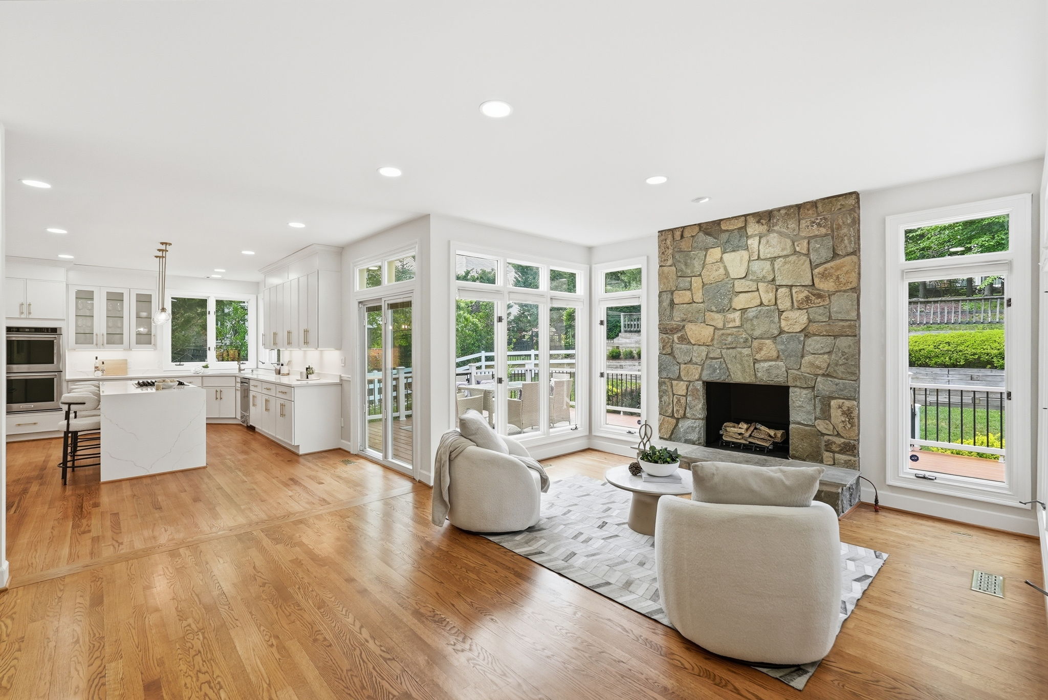 Family Room open to Renovated Gourmet Kitchen