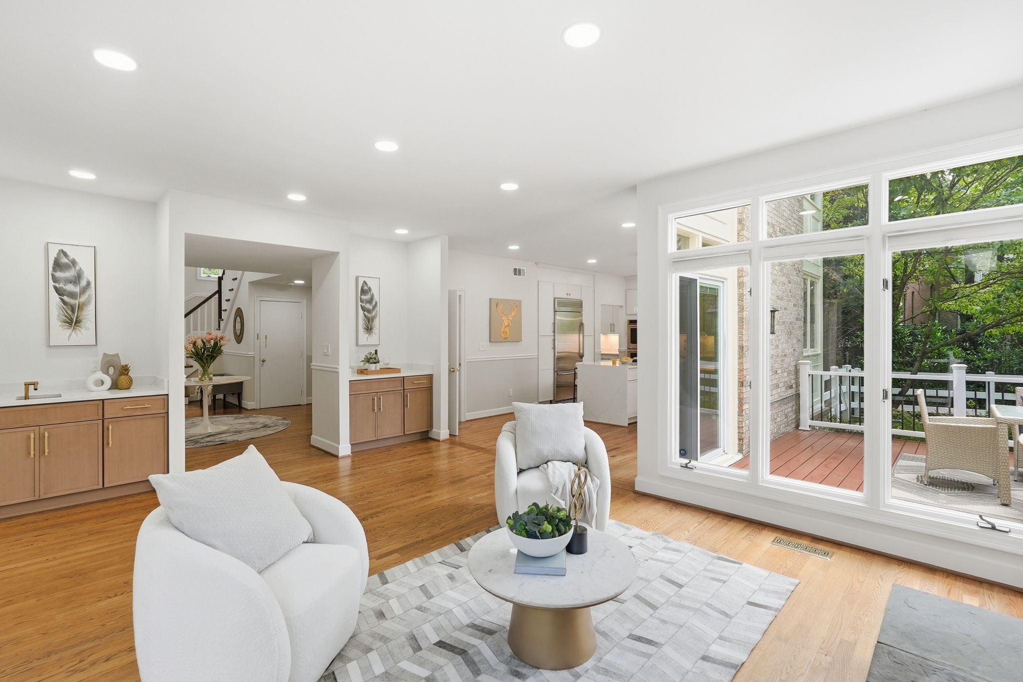 Family Room with Custom Built-ins and Wet Bar