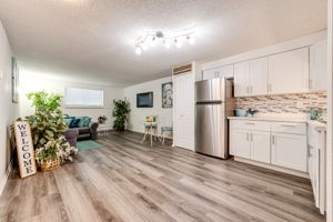 Kitchen, Dining & Living Room