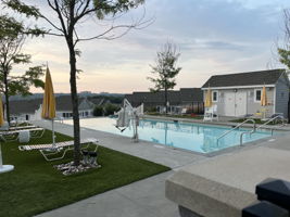 The swimming pool has chair access for those who need it.