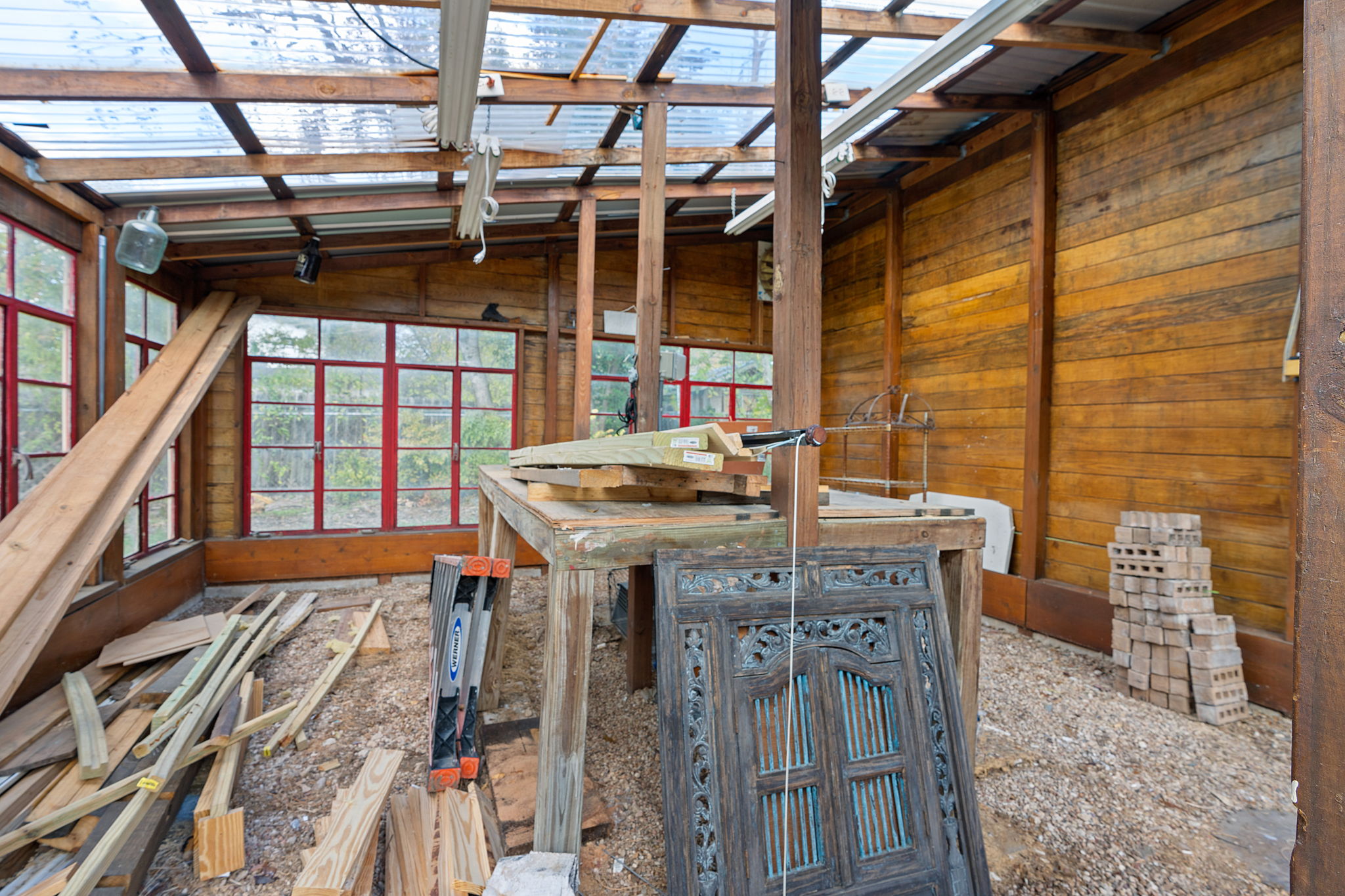 Interior of the greenhouse/workshop