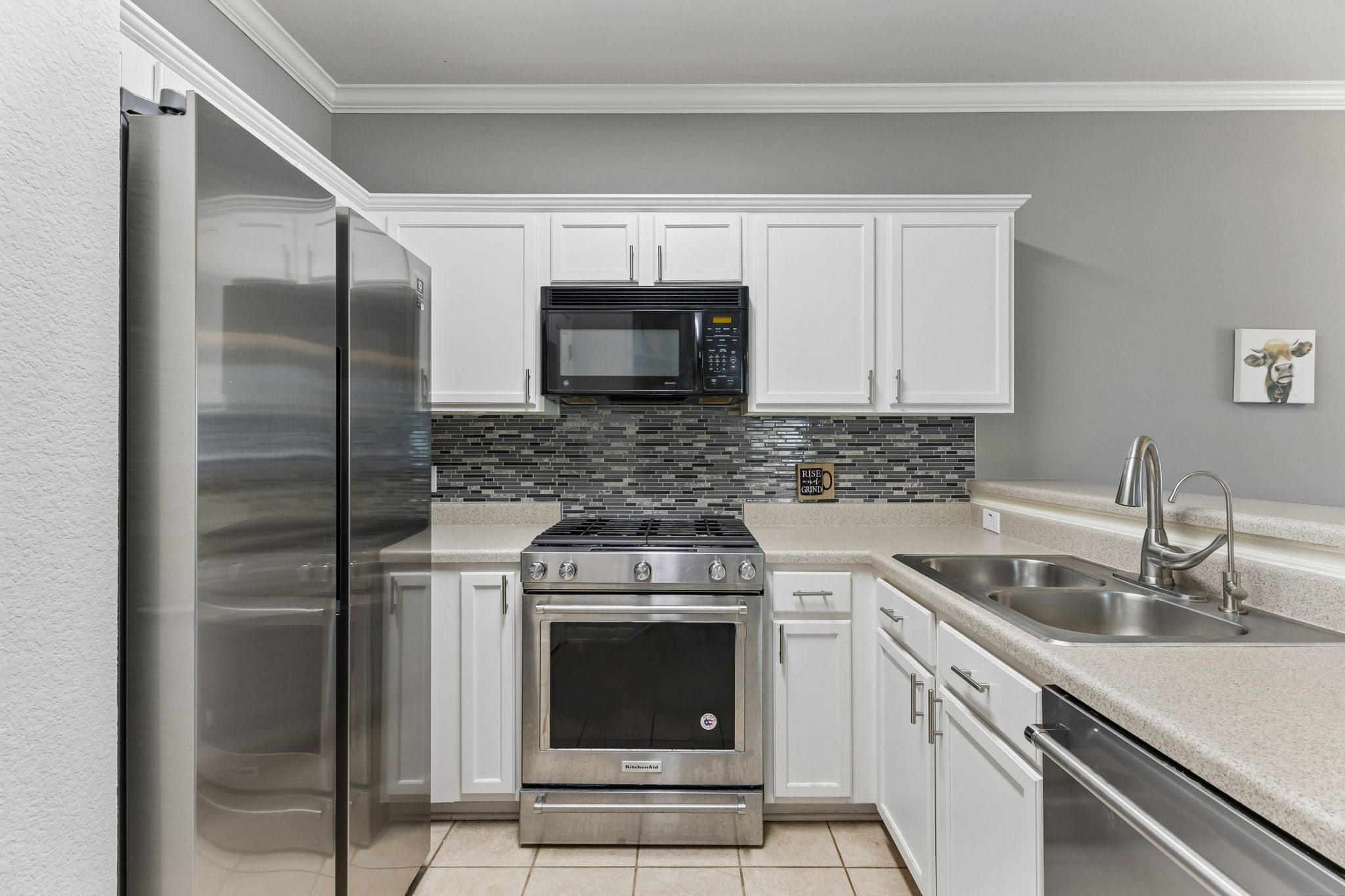 Kitchen with stainless steel appliances