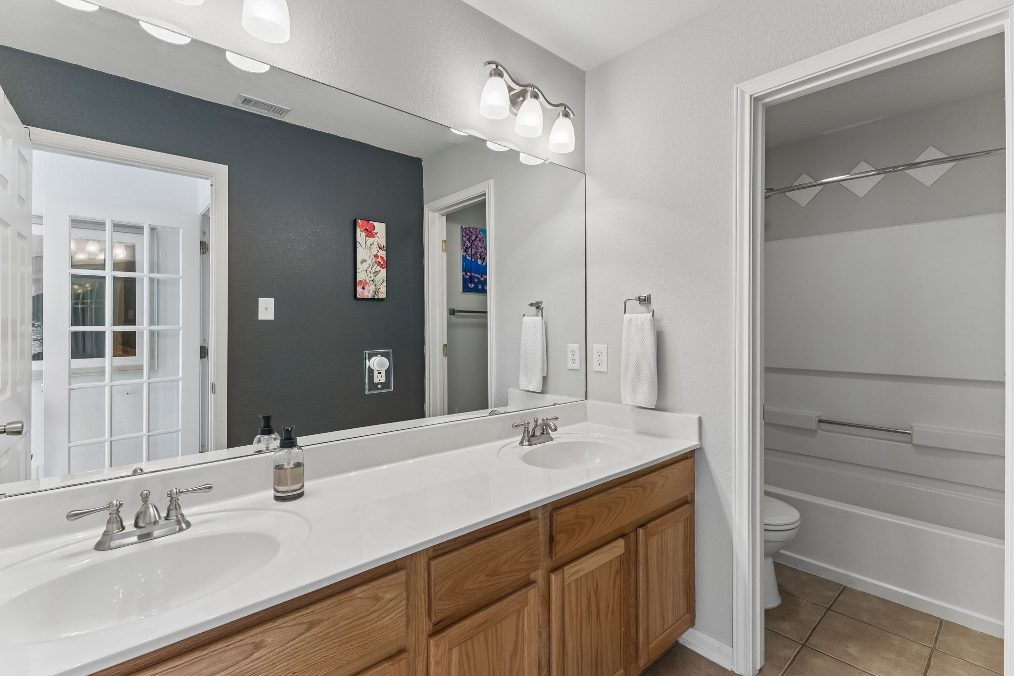 Second Full Bath Upstairs with double vanity and