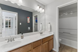 Second Full Bath Upstairs with double vanity and