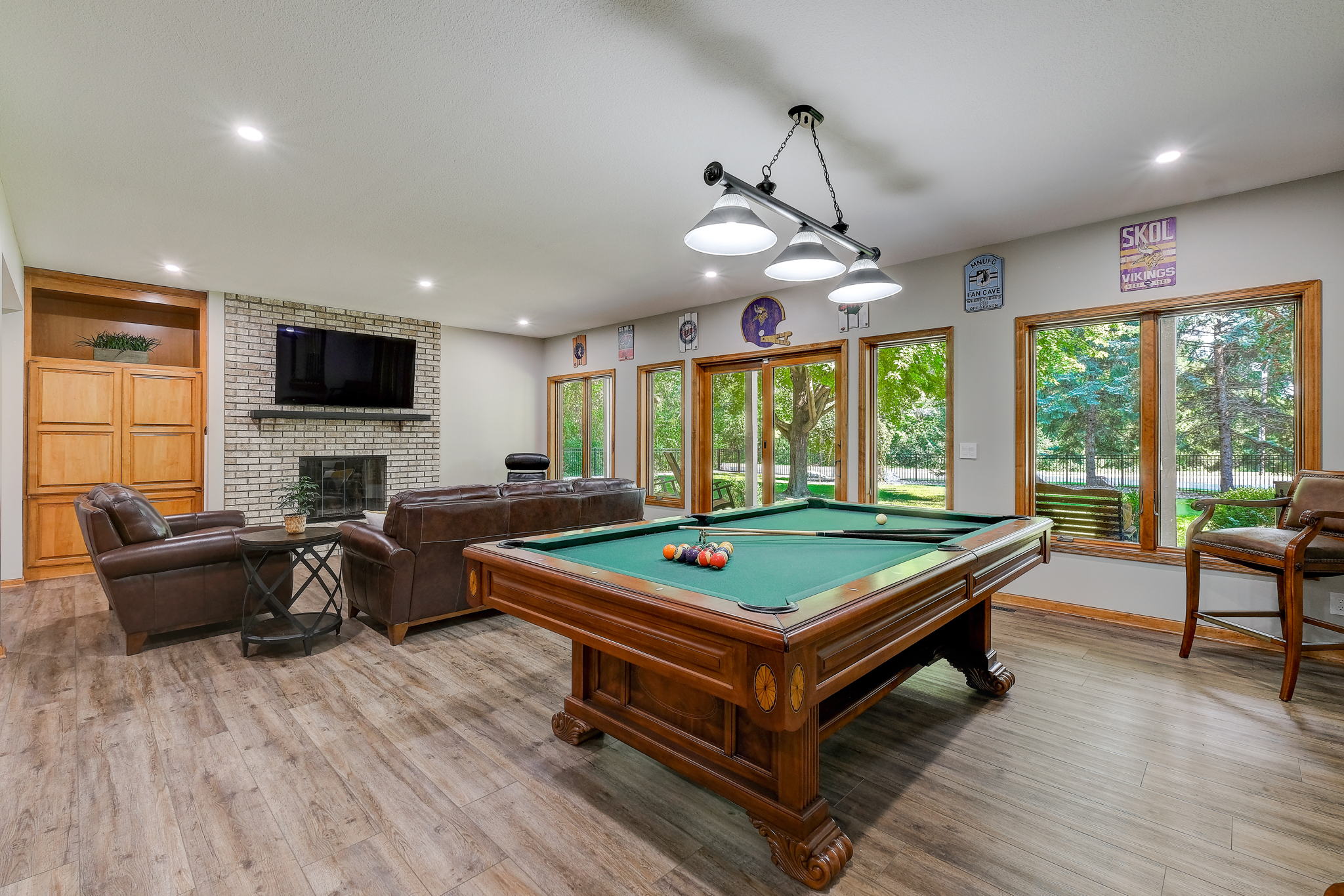 Game room has full kitchen and walk out to protected patio area