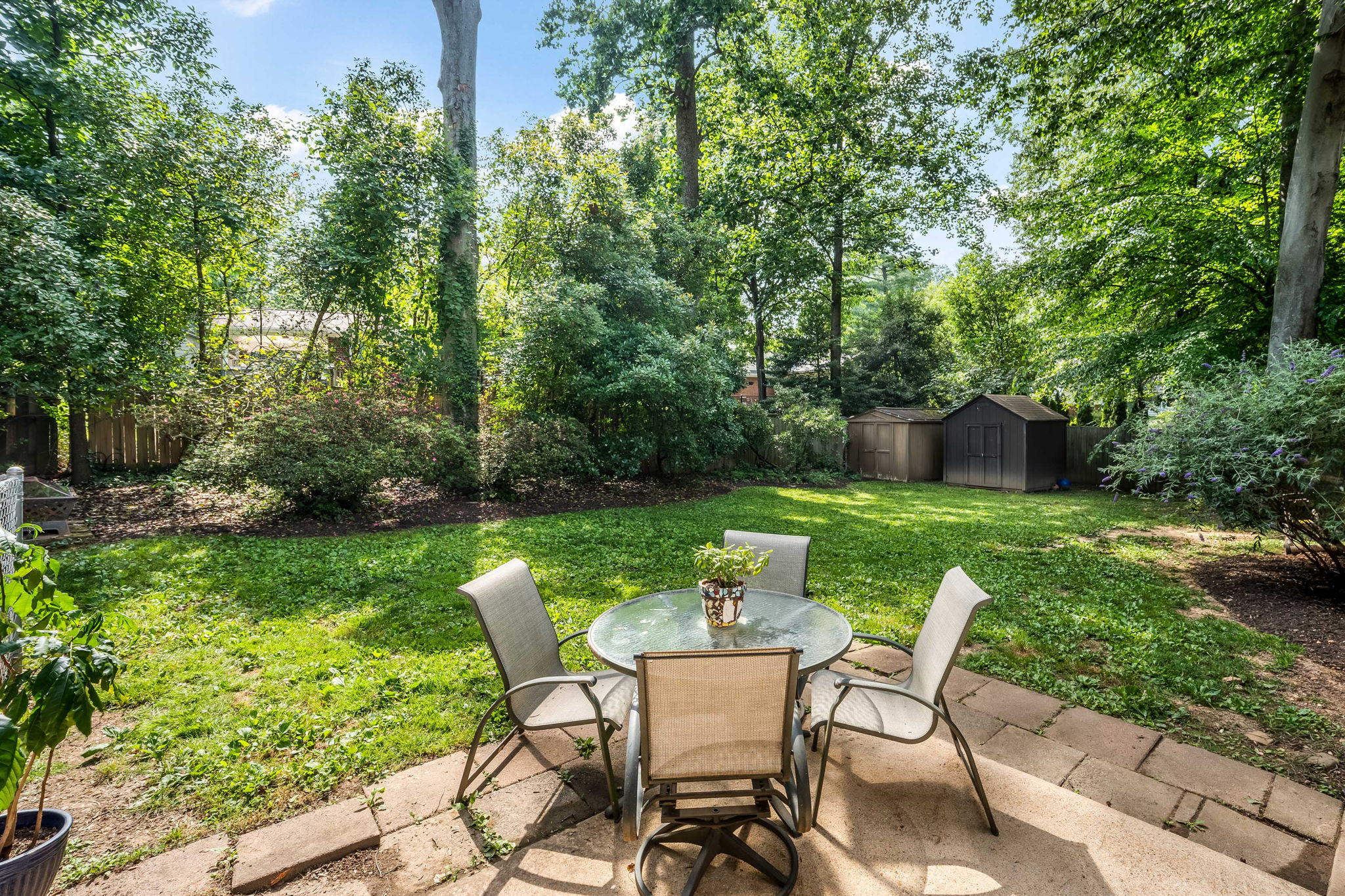 Flat, fenced Backyard with  patio
