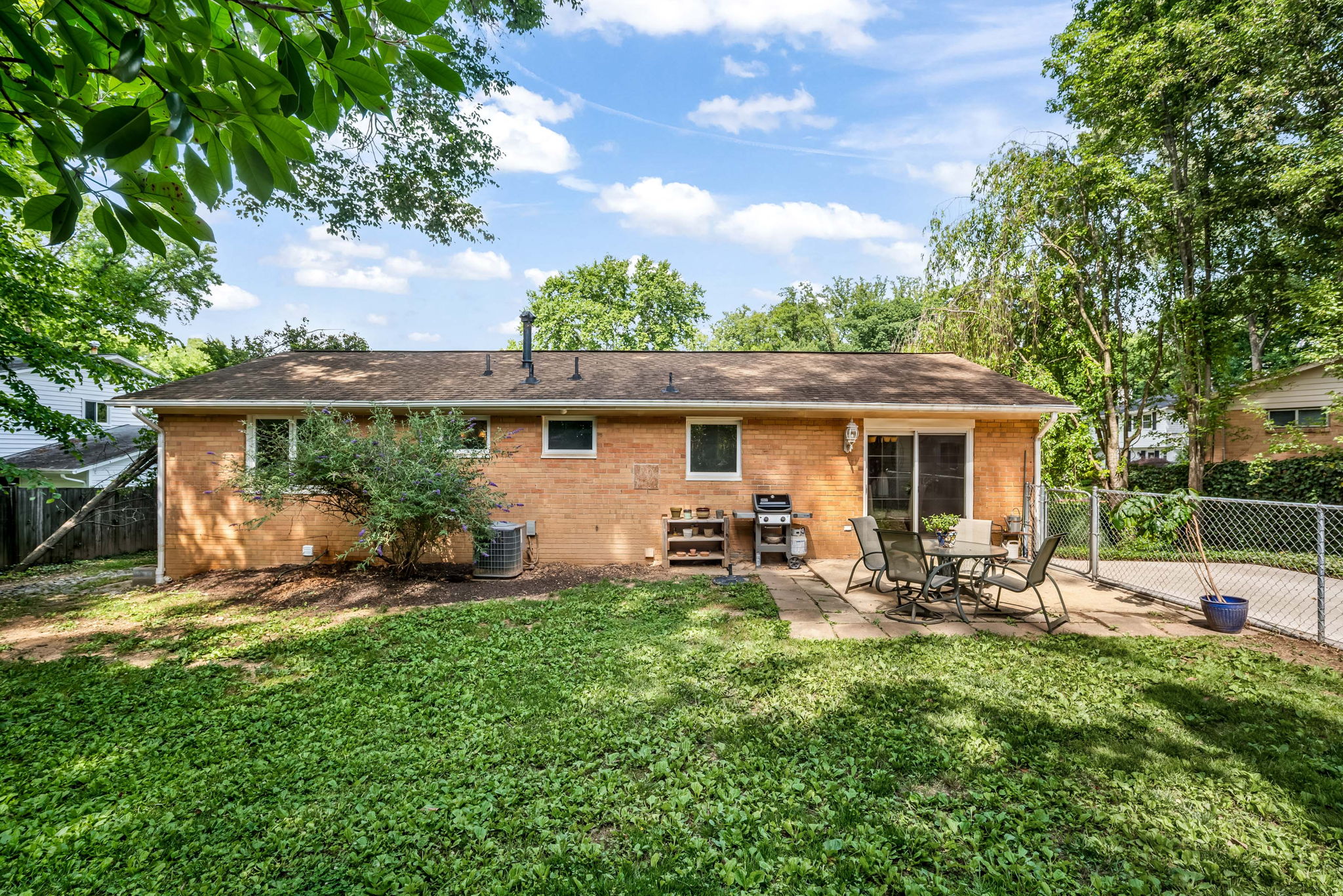 Flat, fenced Backyard with  patio