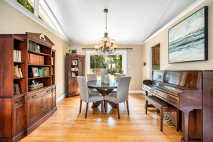 Open living/dining room with vaulted ceiling