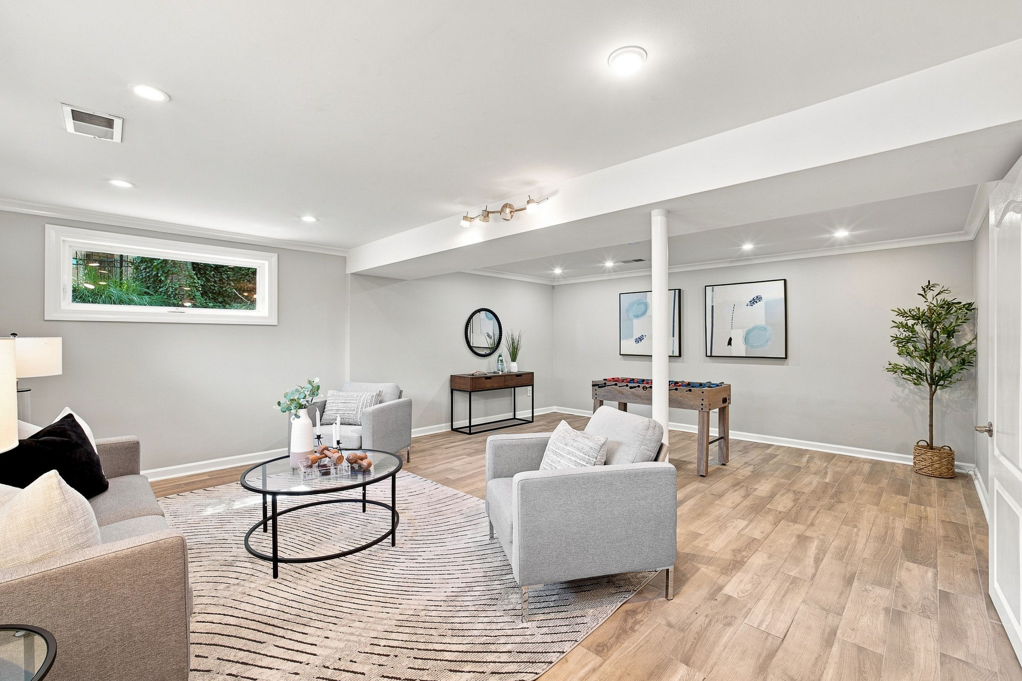 Expansive lower level family room