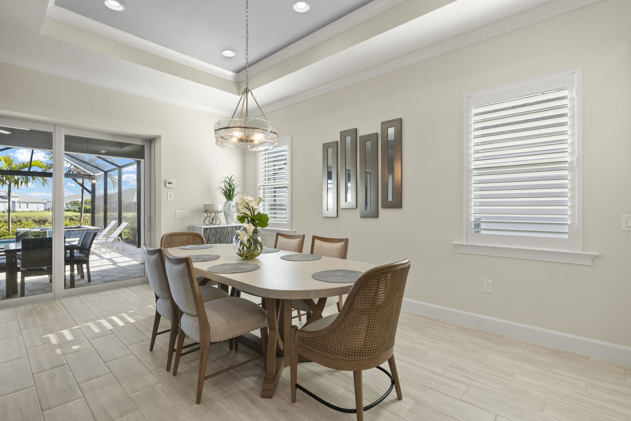 Dining Room is easily accessible to the outdoor kitchen.