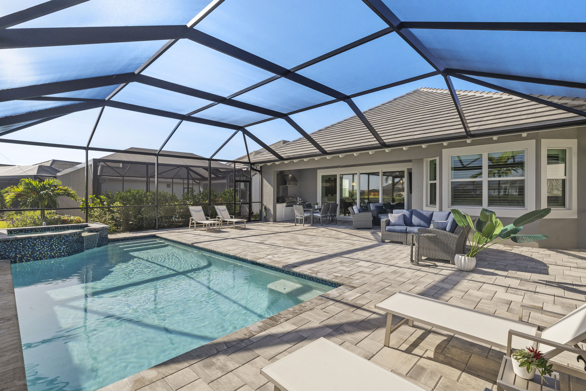 Pool & raised spa and spacious expanded lanai